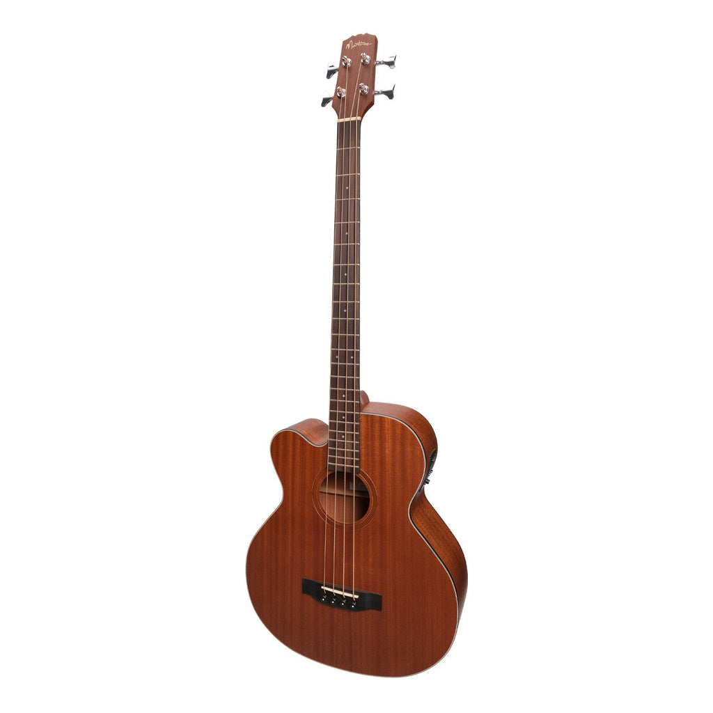 -Martinez 'Natural Series' Left Handed Mahogany Top Acoustic-Electric Cutaway Bass Guitar (Open Pore)-Living Music