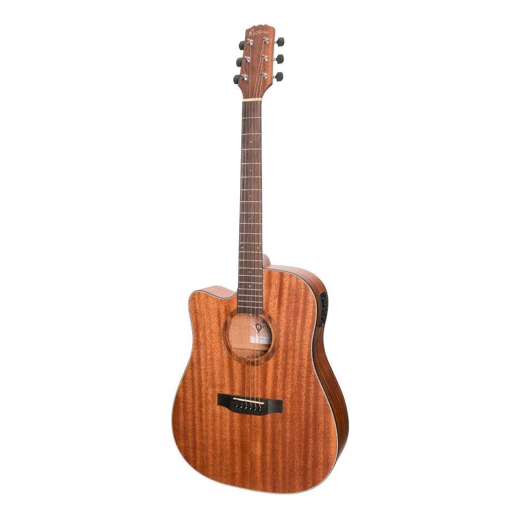 -Martinez 'Natural Series' Left Handed Mahogany Top Acoustic-Electric Dreadnought Cutaway Guitar (Open Pore)-Living Music