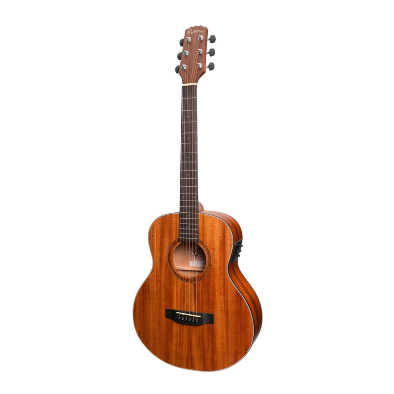 -Martinez 'Natural Series' Left Handed Mahogany Top Mini Short Scale Acoustic-Electric Guitar (Open Pore)-Living Music