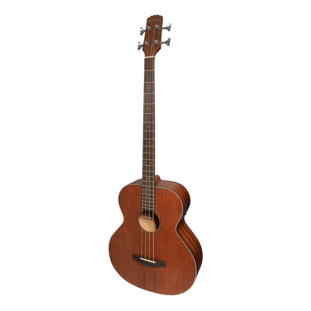 -Martinez 'Natural Series' Left Handed Solid Mahogany Top Acoustic-Electric Bass Guitar (Open Pore)-Living Music