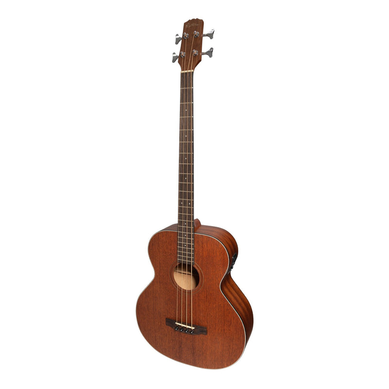-Martinez 'Natural Series' Left Handed Solid Mahogany Top Acoustic-Electric Bass Guitar (Open Pore)-Living Music