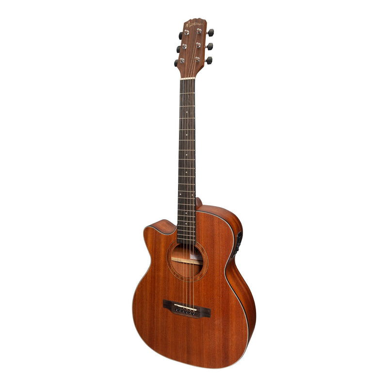 -Martinez 'Natural Series' Left Handed Solid Mahogany Top Acoustic-Electric Small Body Cutaway Guitar (Open Pore)-Living Music