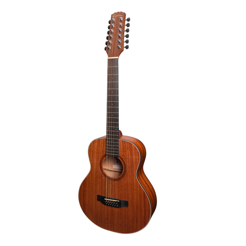 -Martinez 'Natural Series' Mahogany Top 12-String Acoustic-Electric Mini Short Scale Guitar (Open Pore)-Living Music