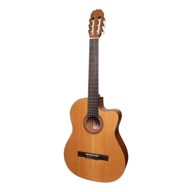 -Martinez 'Natural Series' Solid Cedar Top Acoustic-Electric Classical Cutaway Guitar (Open Pore)-Living Music