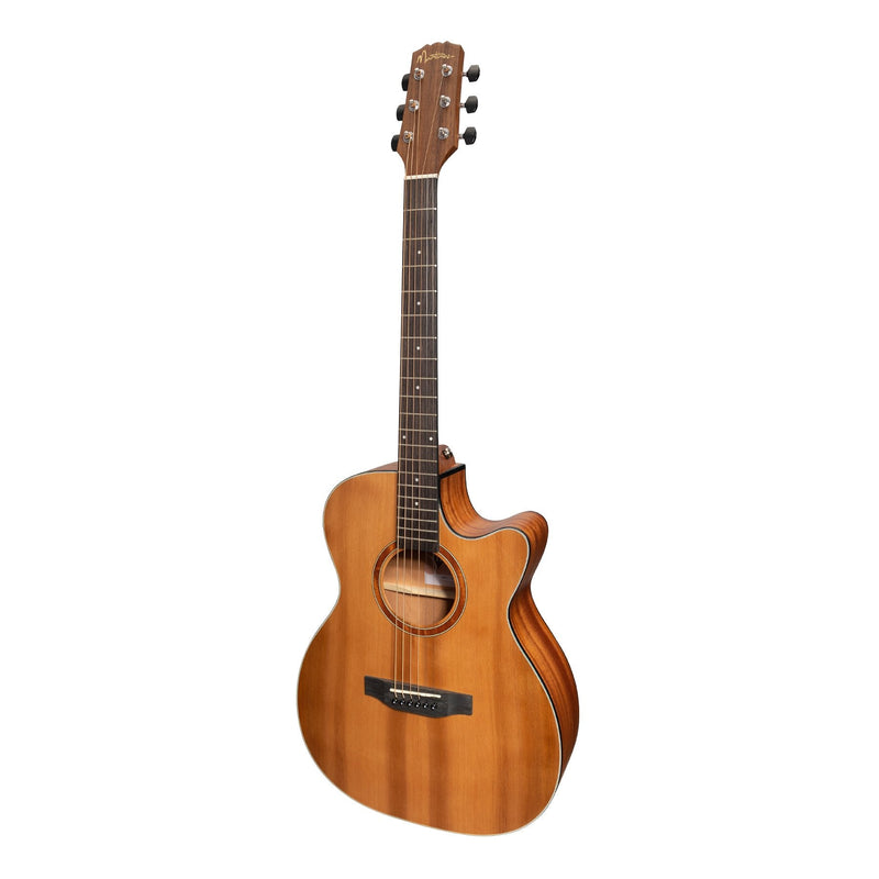 -Martinez 'Natural Series' Solid Cedar Top Acoustic-Electric Small Body Cutaway Guitar (Open Pore)-Living Music