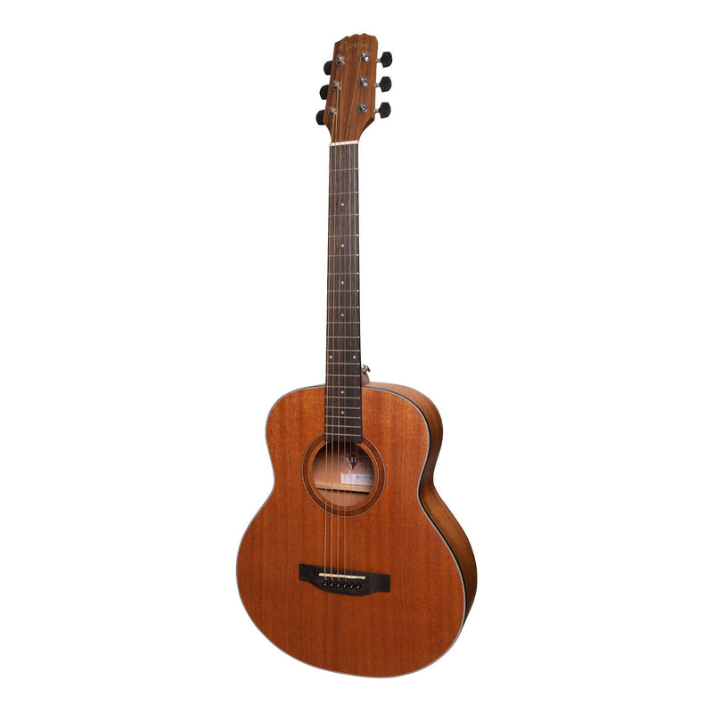 -Martinez 'Natural Series' Solid Mahogany Top Acoustic-Electric Mini Short Scale Guitar (Open Pore)-Living Music
