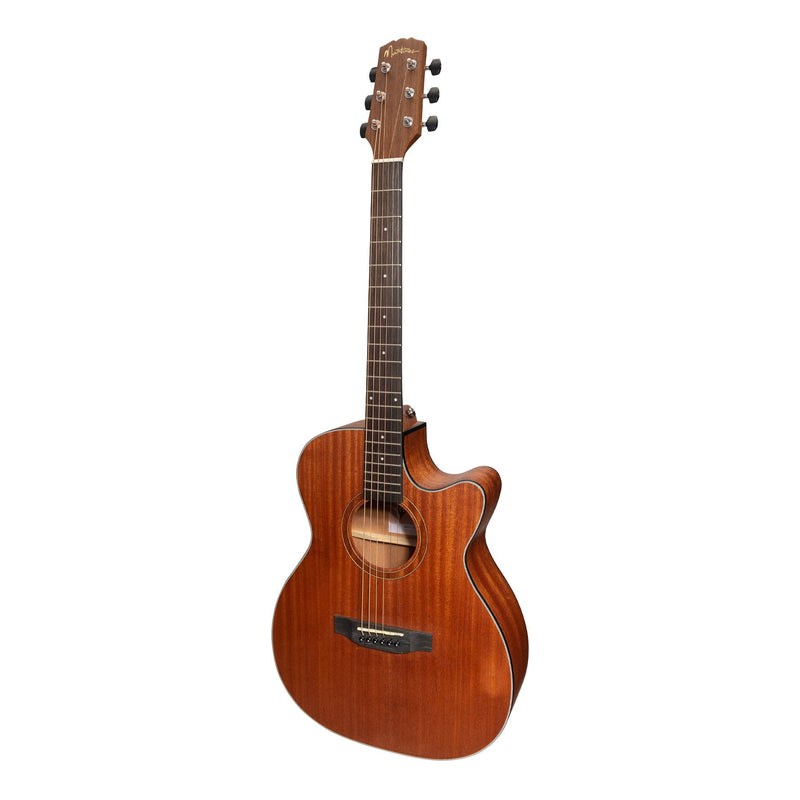 -Martinez 'Natural Series' Solid Mahogany Top Acoustic-Electric Small Body Cutaway Guitar (Open Pore)-Living Music