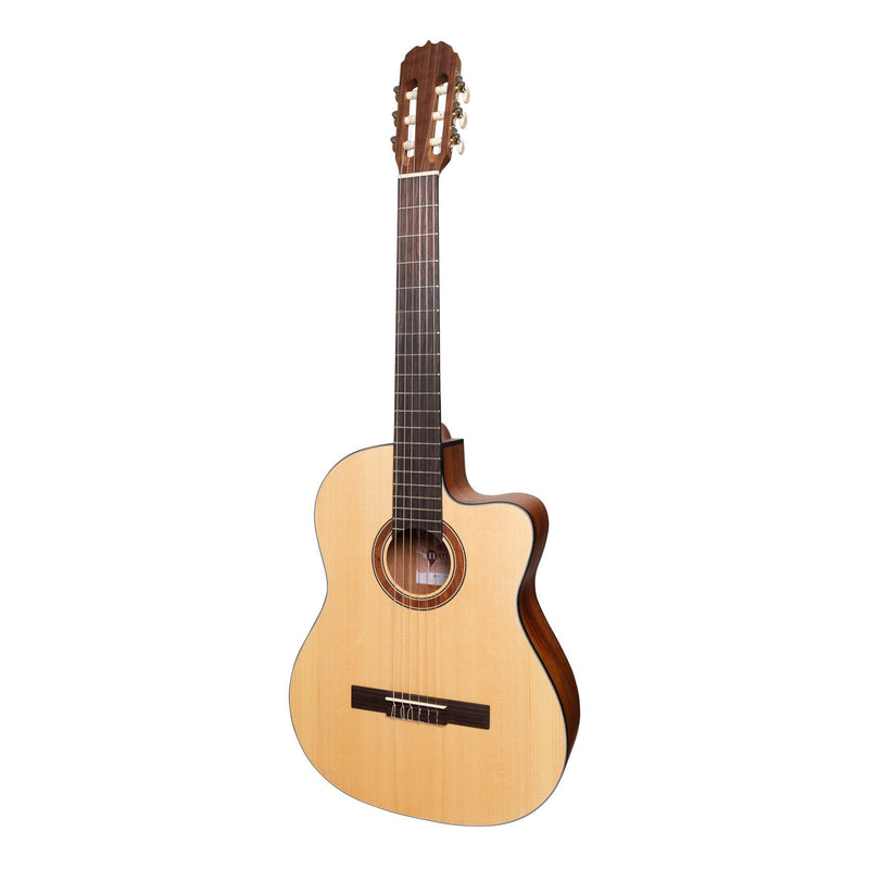 -Martinez 'Natural Series' Solid Spruce Top Acoustic-Electric Classical Cutaway Guitar (Open Pore)-Living Music