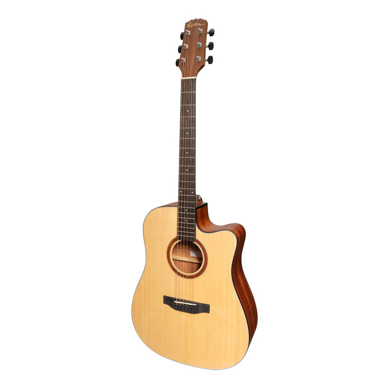 -Martinez 'Natural Series' Solid Spruce Top Acoustic-Electric Dreadnought Cutaway Guitar (Open Pore)-Living Music