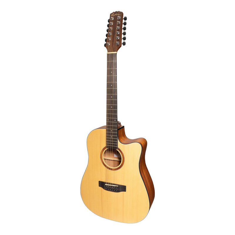 -Martinez 'Natural Series' Spruce Top 12-String Acoustic-Electric Dreadnought Cutaway Guitar (Open Pore)-Living Music