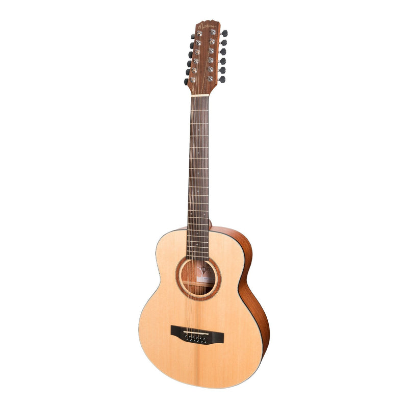 -Martinez 'Natural Series' Spruce Top 12-String Acoustic-Electric Mini Short Scale Guitar (Open Pore)-Living Music