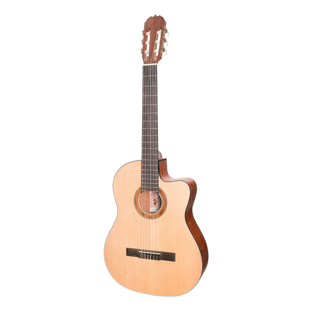 -Martinez 'Natural Series' Spruce Top Acoustic-Electric Classical Cutaway Guitar (Open Pore)-Living Music