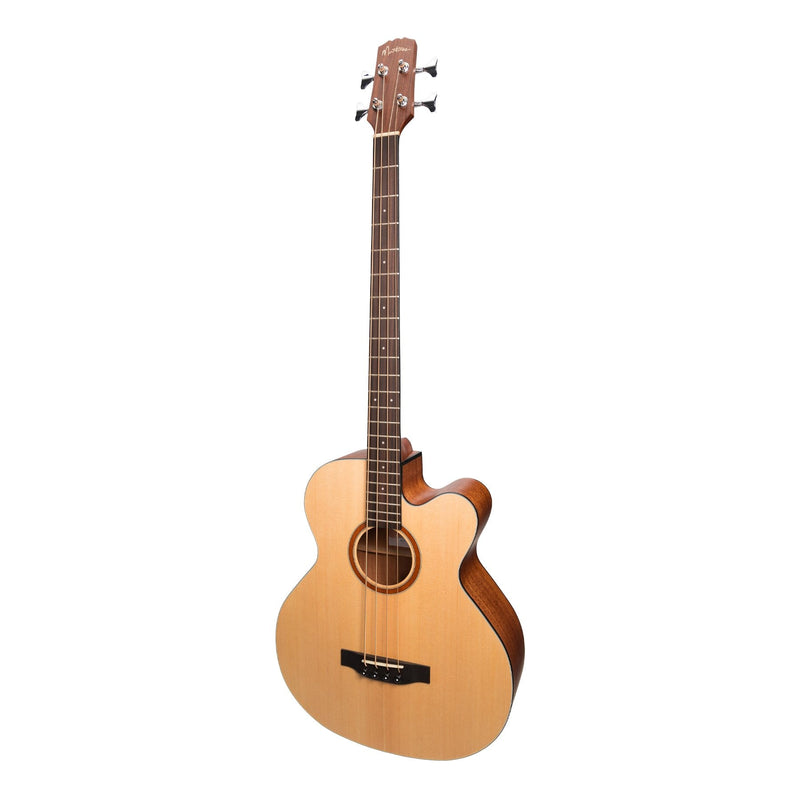 -Martinez 'Natural Series' Spruce Top Acoustic-Electric Cutaway Bass Guitar (Open Pore)-Living Music