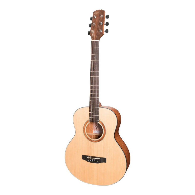 -Martinez 'Natural Series' Spruce Top Acoustic-Electric Mini Short Scale Guitar (Open Pore)-Living Music