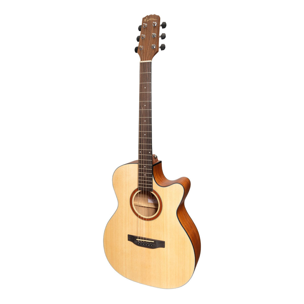 -Martinez 'Natural Series' Spruce Top Acoustic-Electric Small Body Cutaway Guitar (Open Pore)-Living Music