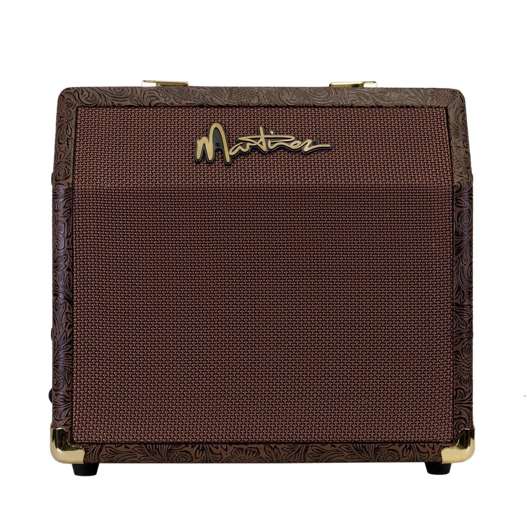 -Martinez Retro-Style 15 Watt Acoustic Guitar Amplifier with Chorus (Paisley Brown)-Living Music