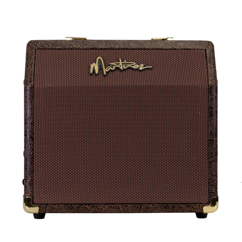 -Martinez Retro-Style 15 Watt Acoustic Guitar Amplifier with Chorus (Paisley Brown)-Living Music