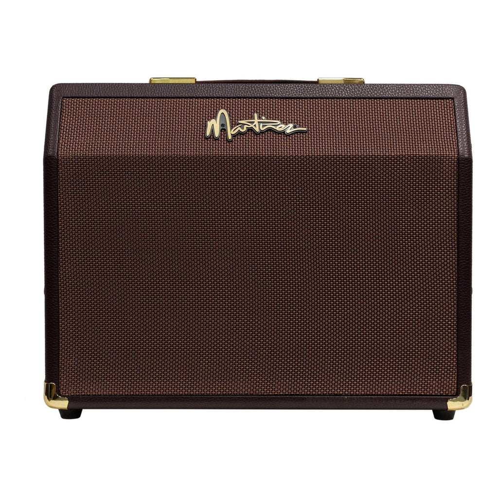 -Martinez Retro-Style 25 Watt Acoustic Guitar Amplifier with Reverb (Brown Vinyl)-Living Music