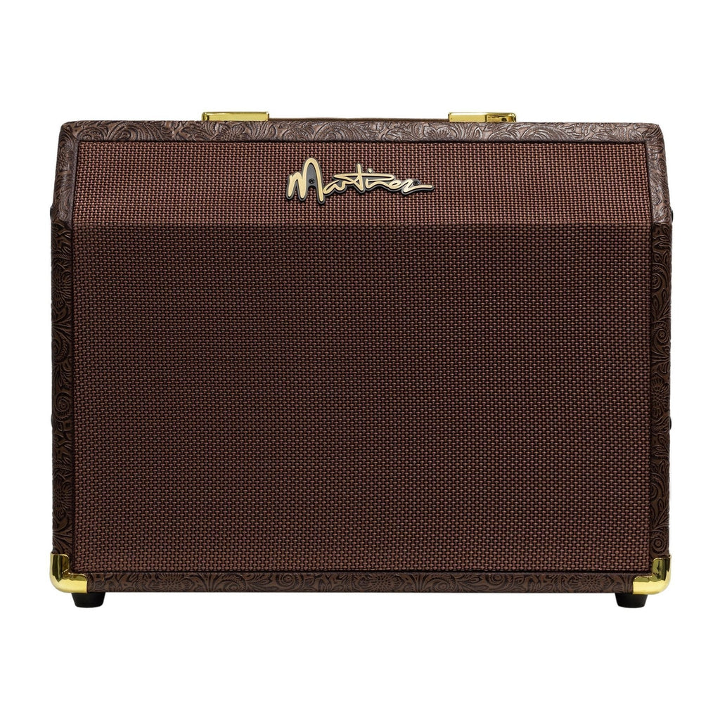 -Martinez Retro-Style 25 Watt Acoustic Guitar Amplifier with Reverb (Paisley Brown)-Living Music
