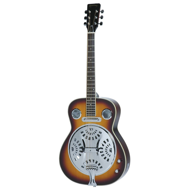 -Martinez Round-Neck Spider Style Electric Resonator Guitar (Vintage Sunburst)-Living Music