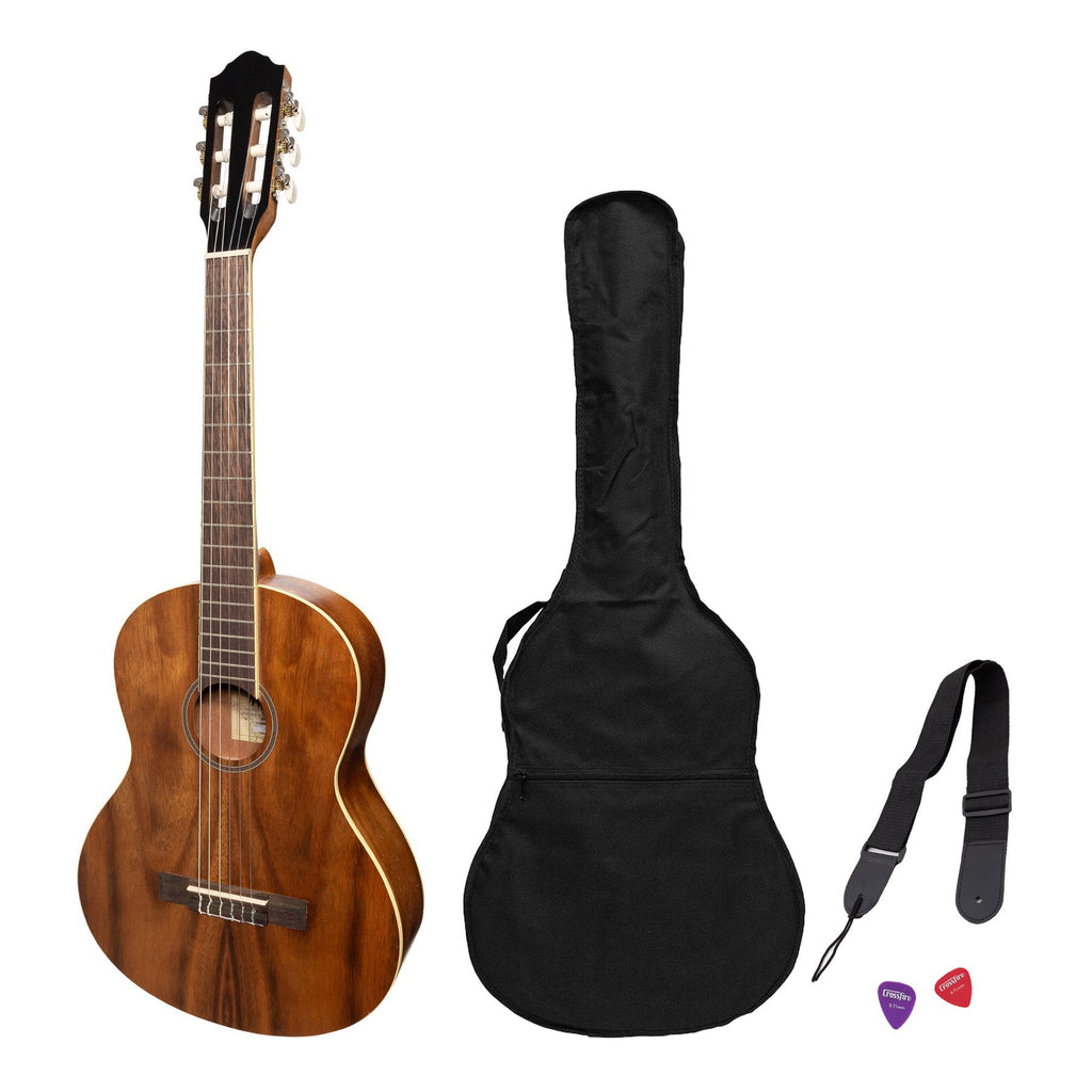 -Martinez 'Slim Jim' 3/4 Size Student Classical Guitar Pack with Built In Tuner (Rosewood)-Living Music