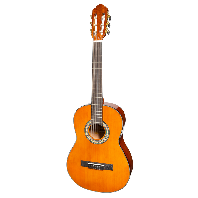 -Martinez 'Slim Jim' G-Series 3/4 Size Classical Guitar with Built-in Tuner (Amber-Gloss)-Living Music
