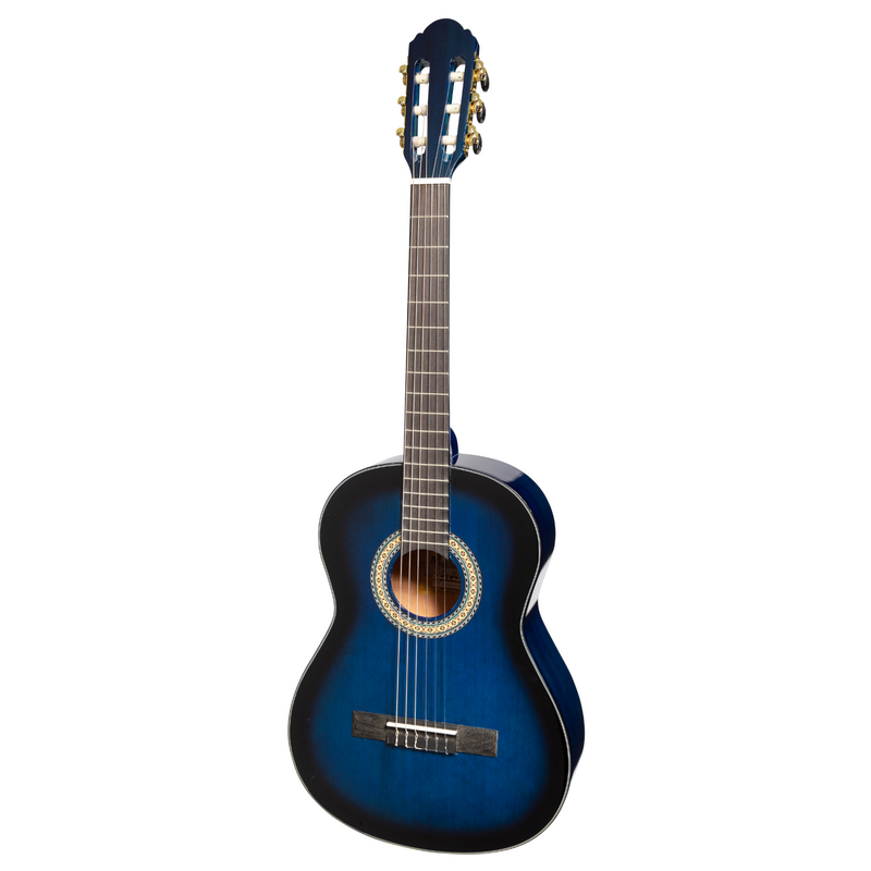 -Martinez 'Slim Jim' G-Series 3/4 Size Classical Guitar with Built-in Tuner (Blue-Gloss)-Living Music