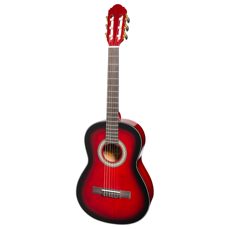 -Martinez 'Slim Jim' G-Series 3/4 Size Classical Guitar with Built-in Tuner (Trans Wine Red-Gloss)-Living Music