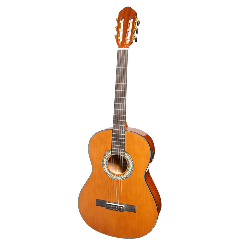 -Martinez 'Slim Jim' G-Series Left Handed Full Size Classical Guitar with Built-in Tuner (Natural-Gloss)-Living Music