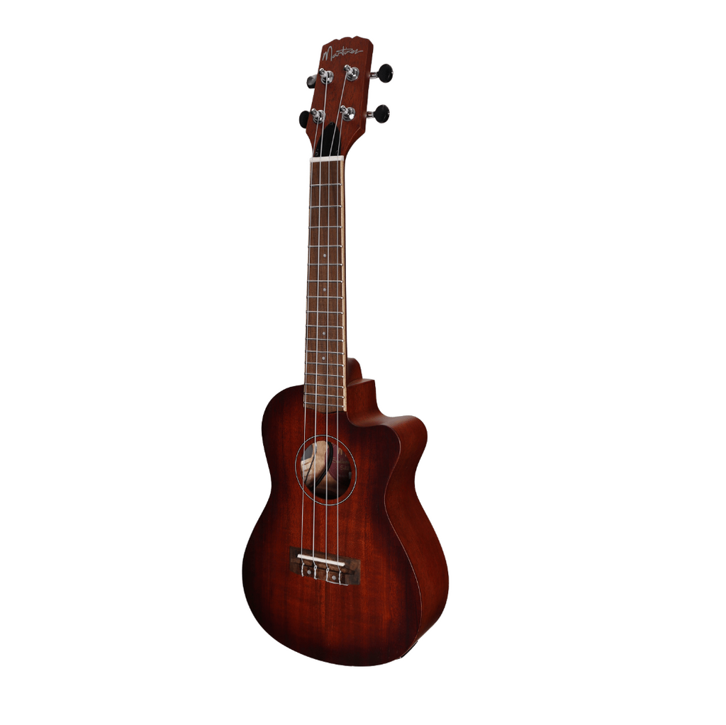 MSBC-6C-NST-Martinez 'Southern Belle 6 Series' Mahogany Solid Top Electric Cutaway Concert Ukulele with Hard Case (Sunburst)-Living Music