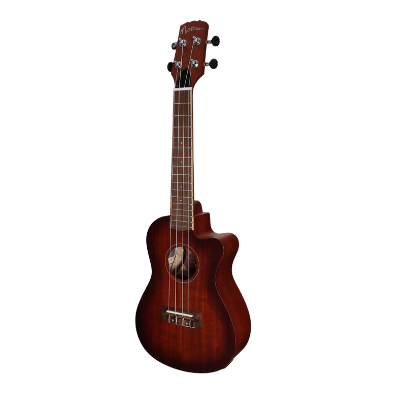 -Martinez 'Southern Belle 6 Series' Mahogany Solid Top Electric Cutaway Concert Ukulele with Hard Case (Sunburst)-Living Music