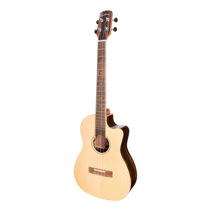 -Martinez 'Southern Belle 7 Series' Spruce Solid Top Electric Cutaway Baritone Ukulele with Hard Case (Natural Gloss)-Living Music