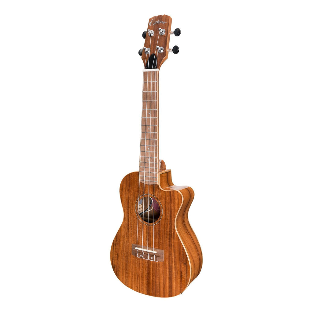 MSBC-8C-NGL-Martinez 'Southern Belle 8 Series' Koa Solid Top Electric Cutaway Concert Ukulele with Hard Case (Natural Gloss)-Living Music