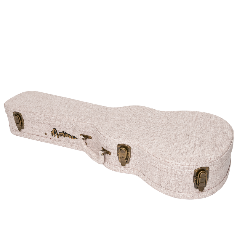 -Martinez 'Southern Belle' Deluxe Shaped Baritone Ukulele Hard Case (Ivory)-Living Music