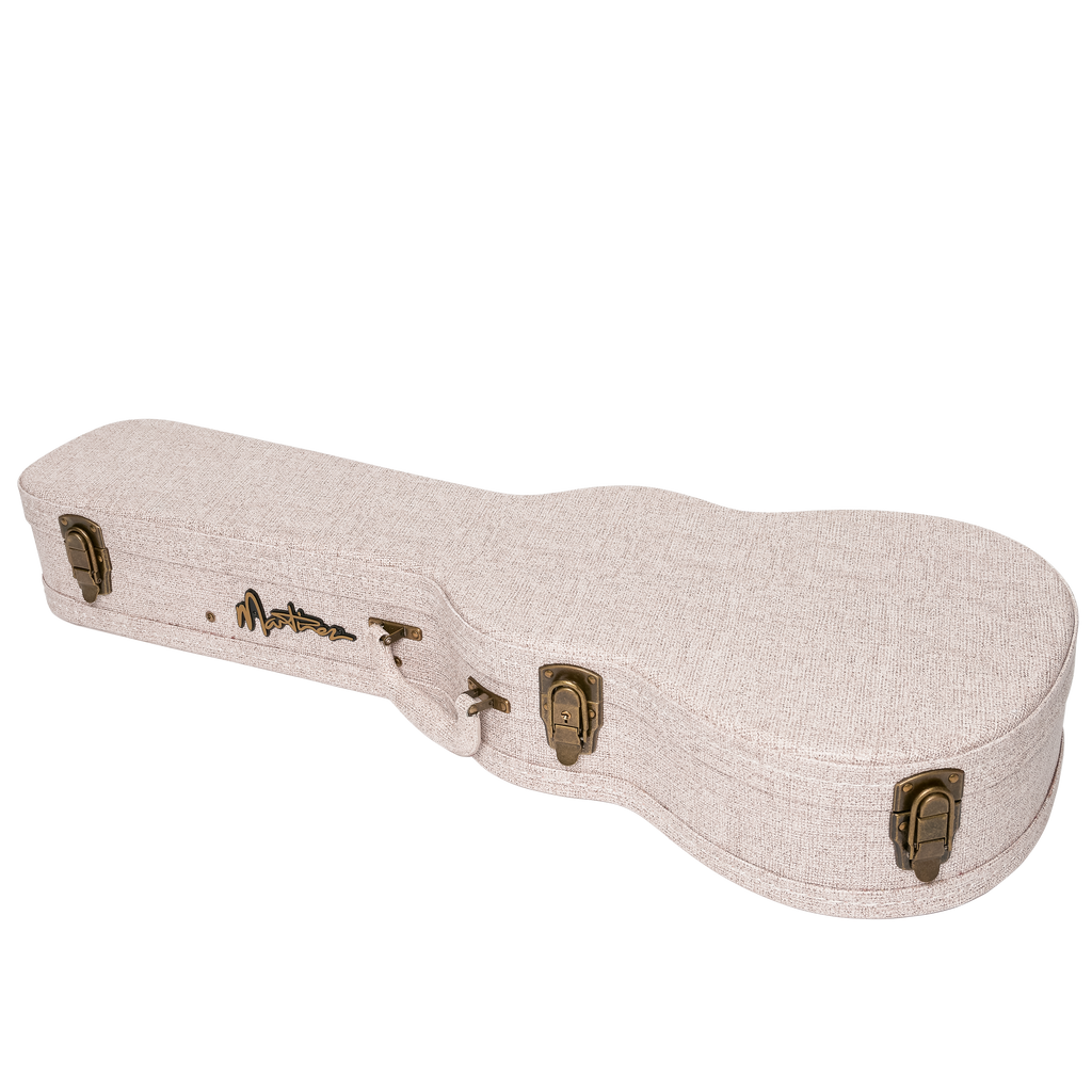 -Martinez 'Southern Belle' Deluxe Shaped Tenor Ukulele Hard Case (Ivory)-Living Music