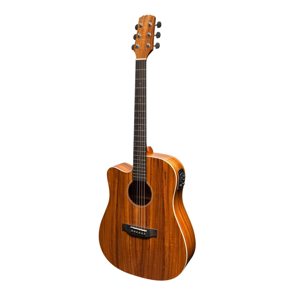 -Martinez 'Southern Star Series' Left Handed Koa Solid Top Acoustic-Electric Dreadnought Cutaway Guitar (Natural Gloss)-Living Music