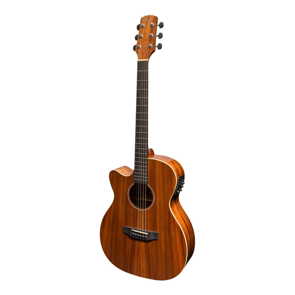 -Martinez 'Southern Star Series' Left Handed Koa Solid Top Acoustic-Electric Small Body Cutaway Guitar (Natural Gloss)-Living Music