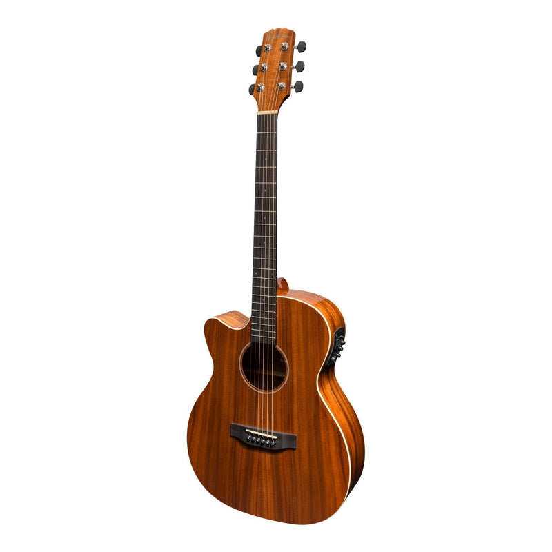 -Martinez 'Southern Star Series' Left Handed Koa Solid Top Acoustic-Electric Small Body Cutaway Guitar (Natural Gloss)-Living Music