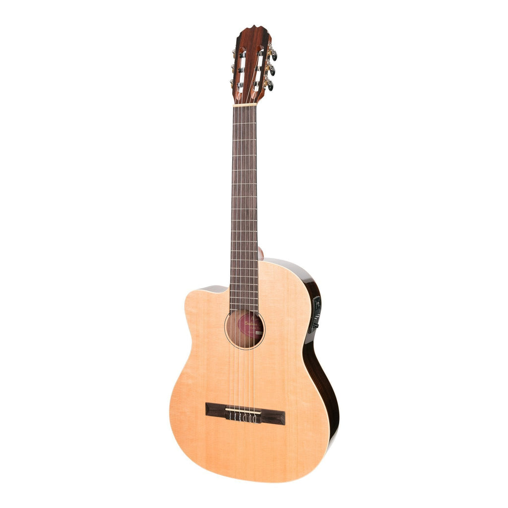 -Martinez 'Southern Star Series' Left Handed Spruce Solid Top Acoustic-Electric Classical Cutaway Guitar (Natural Gloss)-Living Music