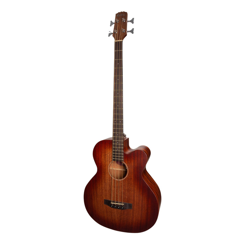 -Martinez 'Southern Star Series' Mahogany Solid Top Acoustic-Electric Cutaway Bass Guitar (Satin Sunburst)-Living Music