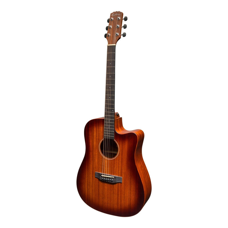 -Martinez 'Southern Star Series' Mahogany Solid Top Acoustic-Electric Dreadnought Cutaway Guitar (Satin Sunburst)-Living Music