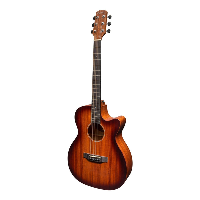 -Martinez 'Southern Star Series' Mahogany Solid Top Acoustic-Electric Small Body Cutaway Guitar (Satin Sunburst)-Living Music