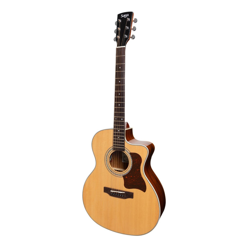 -Saga '850 Series' Solid Spruce Top Acoustic-Electric Small-Body Cutaway Guitar (Natural Gloss)-Living Music