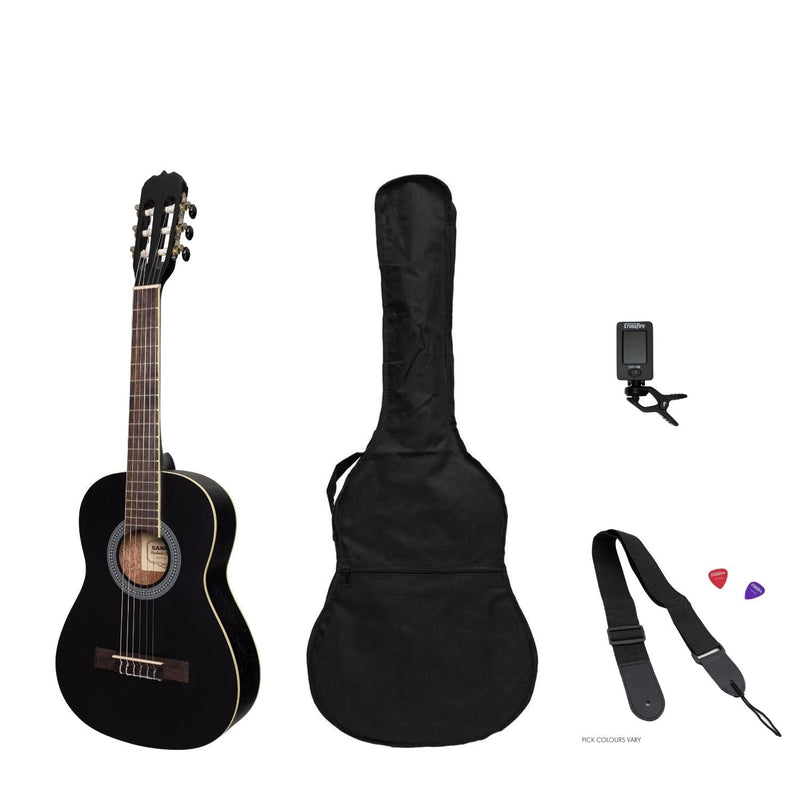 -Sanchez 1/2 Size Student Classical Guitar Pack (Black)-Living Music