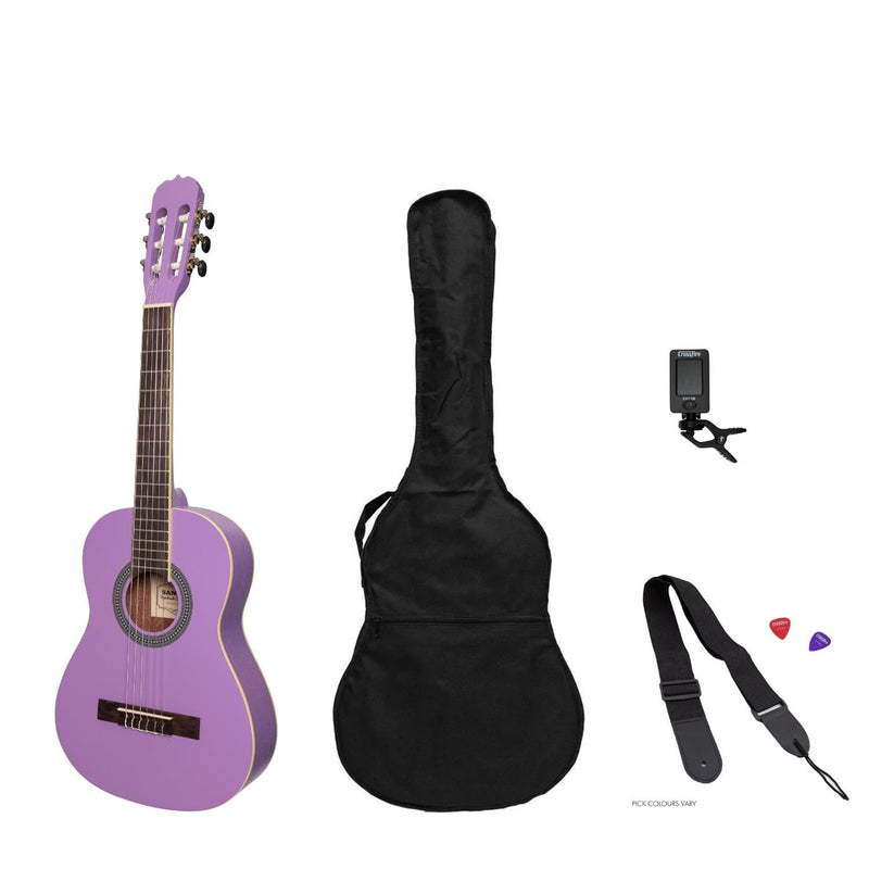 -Sanchez 1/2 Size Student Classical Guitar Pack (Purple)-Living Music