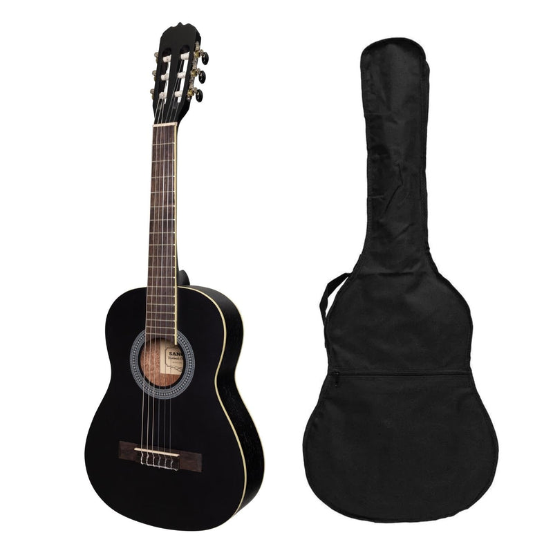 -Sanchez 1/2 Size Student Classical Guitar with Gig Bag (Black)-Living Music