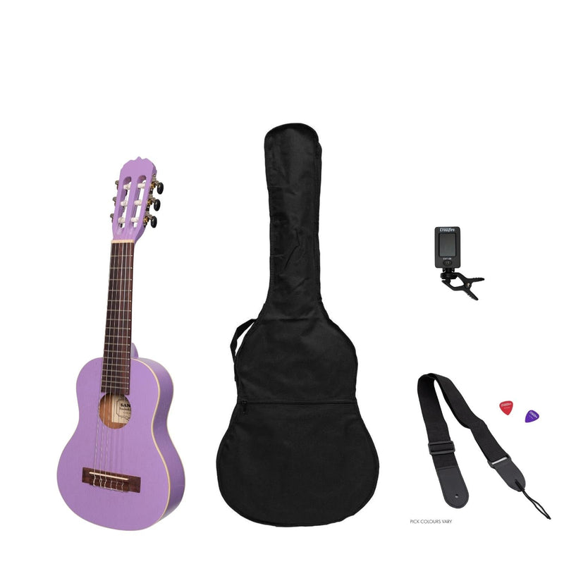 -Sanchez 1/4 Size Student Classical Guitar Pack (Purple)-Living Music
