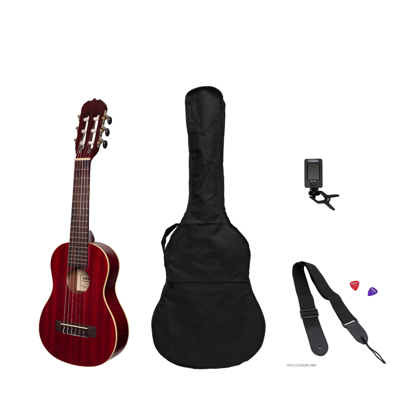 -Sanchez 1/4 Size Student Classical Guitar Pack (Wine Red)-Living Music