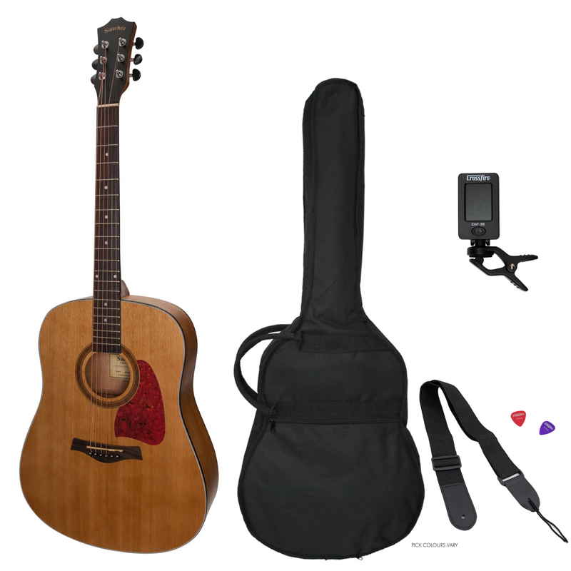 -Sanchez Acoustic Dreadnought Guitar Pack (Acacia)-Living Music