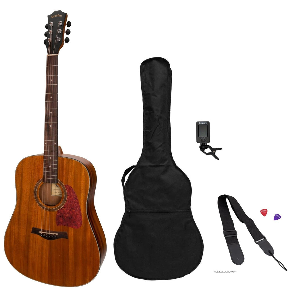 -Sanchez Acoustic Dreadnought Guitar Pack (Koa)-Living Music